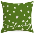 Green St. Patrick's Day linen pillow cover with lucky clover pattern for home decor - Style 4-Green Lucky Shamrock (YMD268-4)