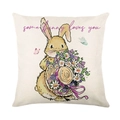 Osterhasen-Kissenbezug mit Some Bunny Loves You Aquarell-Blumendesign für Sofa - 45x45cm / Hase mit Blumenhut (YMD282-1)