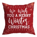 Roter Kissenbezug mit weißem Weihnachts-Schriftzug aus weichem Pfirsichhaut-Gewebe - Merry Winter Christmas Typografie Druck (DRD294-20) / 45*45cm (Kein Inlett)