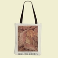 Λεπτομέρεια του William Morris φλοράλ σχεδίου σε βαμβακερή τσάντα tote υψηλής ποιότητας - Σκούρο Καφέ και Ανοιχτό Καφέ Vintage Φύλλα (FBD002-26)