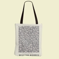 Λεπτομέρεια εκτύπωσης φύλλων William Morris σε πάνινη τσάντα με μαύρες λαβές - Τύπωμα Καφέ-Γκρι Καλλιτεχνικά Φύλλα (FBD002-23)