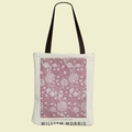 Λεπτομέρεια φλοράλ William Morris και μαύρα χερούλια σε πάνινη τσάντα μεταφοράς - Θαμπό Ροζ Σύνθετο Ανθικό Μοτίβο (FBD002-22)
