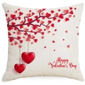 Valentine's Day pillow cover with red heart tree print on linen fabric for sofa decor - Heart Pendant Style (YMD271-1) / 45x45CM No Pillow Core