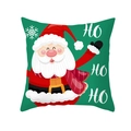 Green Christmas pillow cover featuring a Santa Claus illustration and HO HO HO text - Santa Claus HoHoHo (DRD298-5) / 45x45cm