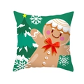 Green Christmas pillow case with cute gingerbread man and snowy pine tree print - Gingerbread Man Style (DRD298-6) / 45x45cm