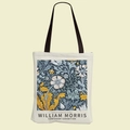 Πάνινη τσάντα με φλοράλ σχέδιο William Morris και βοτανικά μοτίβα τέχνης - Ανθικό Μπλε και Τζίντζερ (FBD002-1)