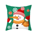 Christmas snowman pillow cover in festive green with peach skin velvet texture - Plaid Scarf Snowman (DRD298-7) / 45x45cm