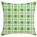 Green and white gingham pillow cover with shamrock patterns for St. Patrick's Day - 45cmx45cm(No Insert) / Green Gingham Shamrock (YMD270-2)