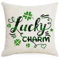 Fodera per cuscino San Patrizio in lino con stampa Lucky Charm a quadri verdi - Stile Lucky Charm (YMD273-3) / 45x45 cm