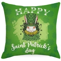 Saint Patrick's Day green clover pillow cover with white bunny and Happy Day print - 45cmx45cm(No Insert)