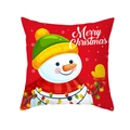 Festive red Christmas pillowcase with cartoon snowman and Merry Christmas text - Red Background Light Snowman (DRD298-9) / 45x45cm