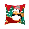 Christmas peach skin pillowcase featuring a cute cartoon penguin on a red sled - Sled Penguin Style (DRD298-10) / 45x45cm