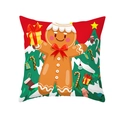 Cartoon gingerbread man Christmas pillowcase with festive holiday patterns in red and green - Gift Box Gingerbread Man (DRD298-11) / 45x45cm
