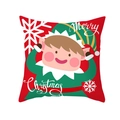 Cartoon Christmas elf throw pillow cover in red peach skin fabric with festive print - Christmas Elf Style (DRD298-12) / 45x45cm