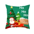 Green Christmas pillowcase with Santa Claus, Xmas tree and Merry Christmas text print - HoHoHo Green Style (DRD298-13) / 45x45cm