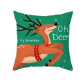 Green Christmas pillowcase with cartoon reindeer print and Oh Deer typography - Oh Deer Reindeer (DRD298-14) / 45x45cm