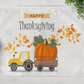 Thanksgiving cotton linen place mat with autumn pumpkin and yellow tractor print - Waterproof Linen