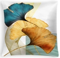 Federa per cuscino quadrata moderna con foglie di ginkgo e decorazione in marmo - 45cmx45cm / DRD339-1