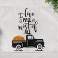 Linen placemat with black vintage truck and orange pumpkin I love Fall print - Truck Pumpkin (CD12-5)