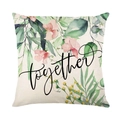 Funda de cojín de lino con diseño floral de acuarela y texto negro 'together' artístico - Estilo Floral together (YMD196-1)