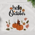 Linen placemat with Hello October pumpkin print for Autumn dining table decor - Hello October (CD12-7)