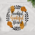 Fall Thanksgiving linen placemat with pumpkin wreath and Thankful Grateful Blessed text - Thankful Grateful Blessed (CD12-8)