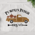 White Thanksgiving placemat with vintage pumpkin truck design and PUMPKIN PATCH text - Waterproof Linen Look / Pumpkin Patch Truck (CD11-33)