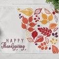 Happy Thanksgiving cotton linen placemat with autumn maple leaf prints on white background - Happy Thanksgiving Maple (CD12-12)