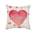 Linnen kussensloop met roze aquarel hart en Be Mine tekst voor Valentijnsdag decoratie - 45cmx45cm / Alleen hoes