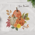 Linen placemat with Give Thanks pumpkin print on white wood background for Thanksgiving - Give Thanks Pumpkin (CD12-13)