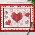Set de table rectangulaire de la Saint-Valentin avec coeurs rouges et lèvres - Coton et lin / Style Combo Lèvres Cœurs Rouge Blanc (CD15-20)