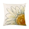 Linen pillow cover featuring a large artistic hand-painted sunflower on beige fabric - Close-up Sunflower Style (YMD196-8)