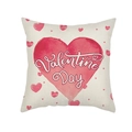 Roze hart linnen kussensloop met Valentine Day tekst op beige linnen achtergrond - 45cmx45cm / Alleen hoes / Rood Aquarel Hart Valentine Day (YMD283-3)