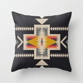 Close-up of linen pillow cover showing tribal geometric patterns and fabric texture - 45x45cm / Black Bohemian Cross Geometric Style (YMD334-2)