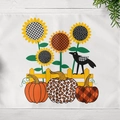 Thanksgiving placemat with sunflower, pumpkin and crow print on rustic wood background - Autumn Harvest Crow (CD11-37)