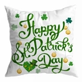White St. Patrick's Day peach skin pillowcase with green clover and leprechaun hat - 18x18 Inch / Plaid Text and Hat Shamrock Style (DRD344-29)