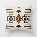 Detailed fabric texture of tribal geometric linen pillow case with Southwest patterns - 45x45cm / Off-white Ethnic Rhombus Cross Style (YMD334-5)