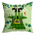 St. Patrick's Day peach skin pillow cover with green clover and leprechaun hat print - 18x18 Inch / Light Green Hat and Gnome Leg Style (DRD344-30)
