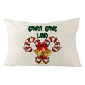 Linen Christmas lumbar pillow cover with Candy Cane Land print and bells design - 30x50cm (Cover Only) / Candy Cane Land Letters (YMD171-6) / Off White