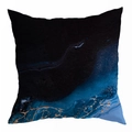 Modern abstract marble pillow cover in navy blue and gold fluid patterns for home sofa - Deep Blue Gold Streamer (DRD363-4)