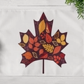 Linen placemat with purple maple leaf pattern and autumn illustrations on wood background - Artistic Maple Leaf (CD12-16)