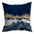 Modern abstract blue marble throw pillow cover with golden texture and agate pattern print - Agate Wave Texture (DRD363-5)