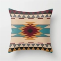 Detail of fabric texture on ethnic geometric throw pillow cover with tribal pattern - 45x45cm / Tribal Art Multicolored Patchwork Style (YMD334-8)