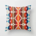 Detail view of the ethnic Southwestern linen pillowcase with geometric diamond patterns - 45x45cm / Symmetrical Zigzag Arrow Ethnic Style (YMD334-9)