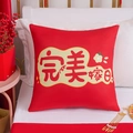 Quadratisches rotes Hochzeitskissen mit Schriftzug Perfekte Ehe und weichem Plüsch - 45x45 / Perfekter Hochzeitsstil (CRS20-10) / Doppelseitiger Druck Mit Kern
