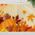 Fall placemat with orange pumpkins and maple leaves on a white wood background - Autumn Harvest Pumpkin (CD12-18)