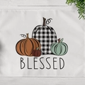 Thanksgiving placemat with colorful pumpkin patterns and Blessed text on wood background - Blessed Pumpkins (CD11-5)