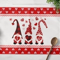 Set de table de la Saint-Valentin avec gnomes nordiques et motif cœur I Love U sur bois - Coton et lin / Style Gnome I et U Cœur (CD15-10)