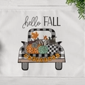 Fall themed white placemat with vintage pumpkin truck and hello FALL print - Hello Fall Truck (CD11-7)
