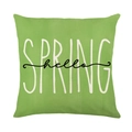 Green linen throw pillow cover with hello SPRING floral letter printing for home decor - hello SPRING Green Style (YMD196-15)